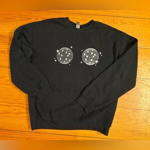 Gildan Black Crewneck Sweater with Silver Graphic